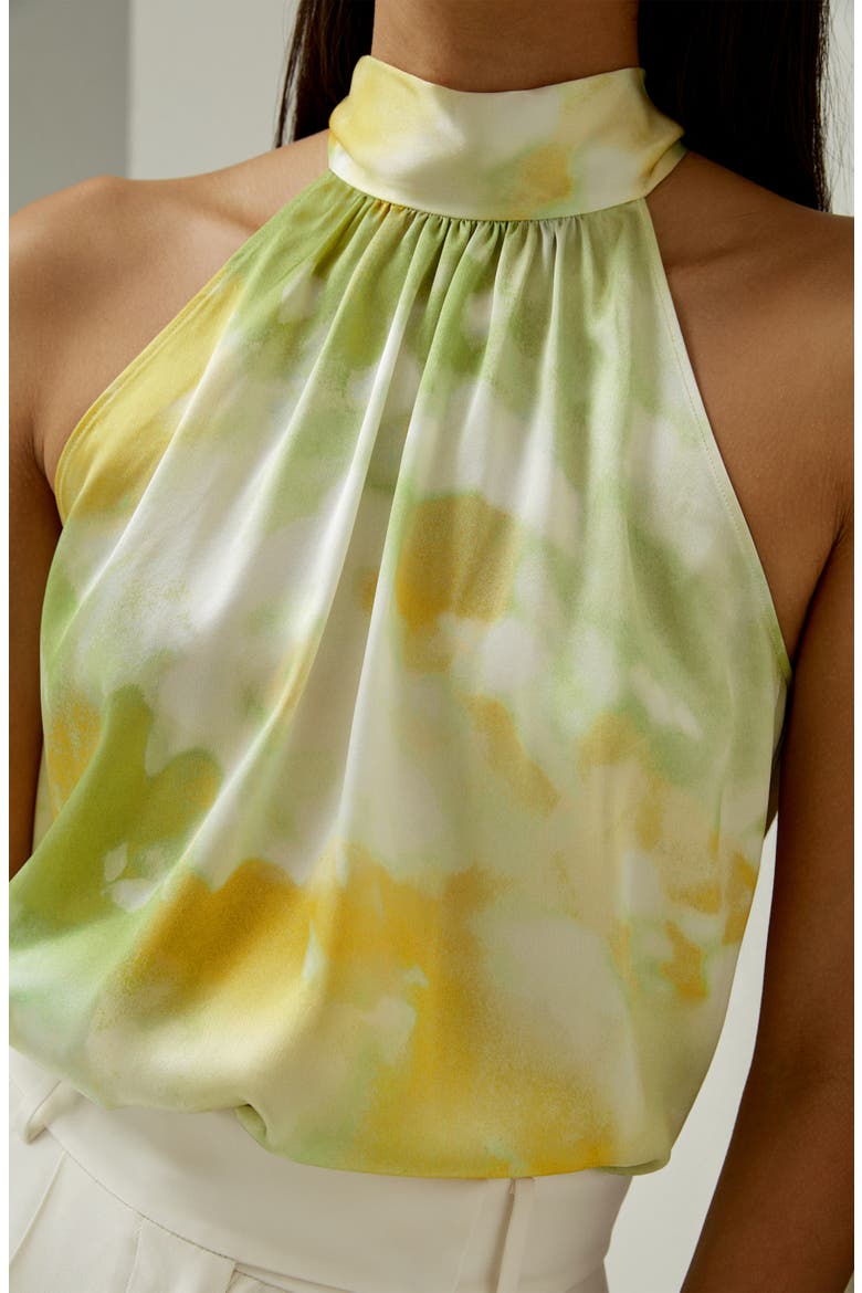 Women's Print Silk Charmeuse Halter Neck Top, Alternate, color, Summer Visions