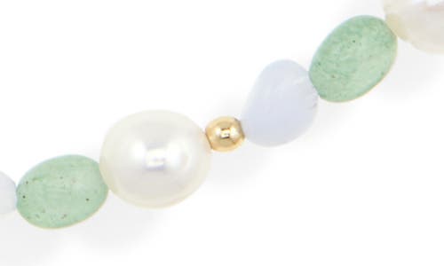 Tasha Tiger's Eye & Faux Pearl Beaded Collar Necklace In Ivory