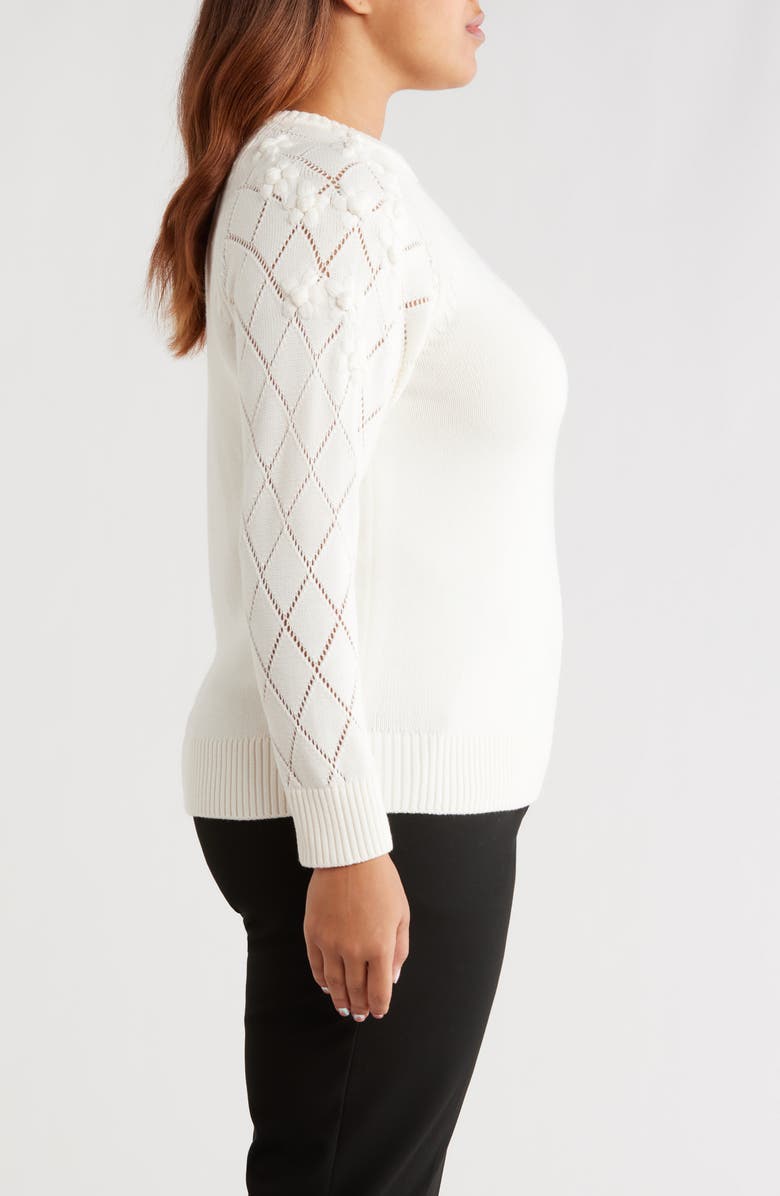 Anne Klein Floral Embellished Crewneck Sweater, Alternate, color,