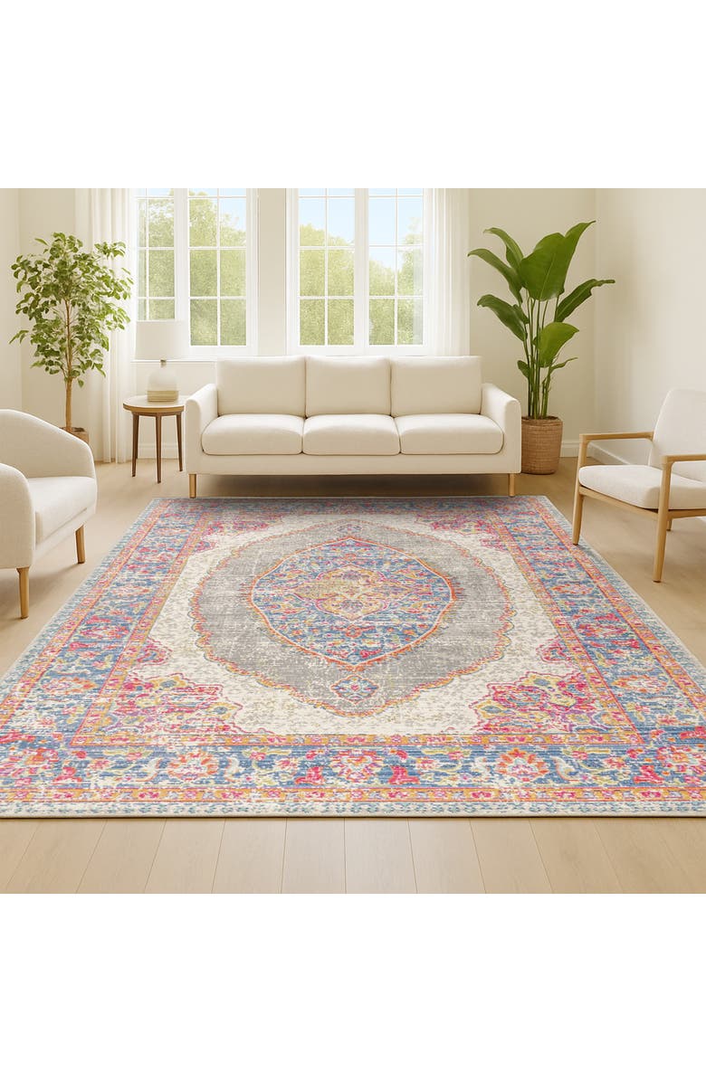 JONATHAN Y Kilia Medallion Area Rug, Alternate, color, Fuchsia/Mustard/Indigo