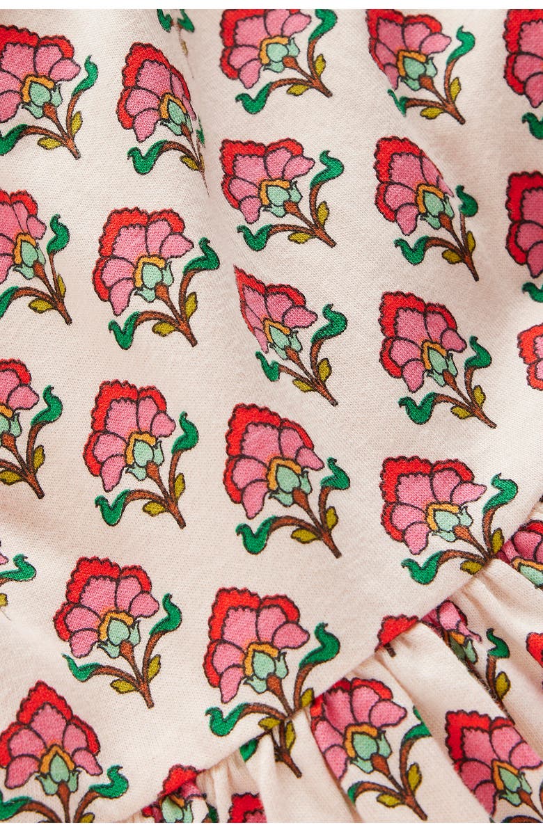 Mini Boden Kids' Print Flutter Sleeve Cotton Twirly Dress, Alternate, color, Multi Woodblock Floral