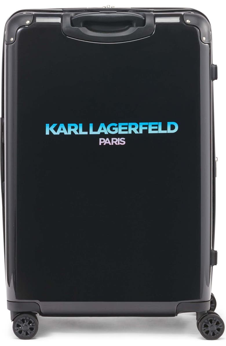 KARL LAGERFELD Karl Flowers Upright Suitcase, Alternate, color, Black