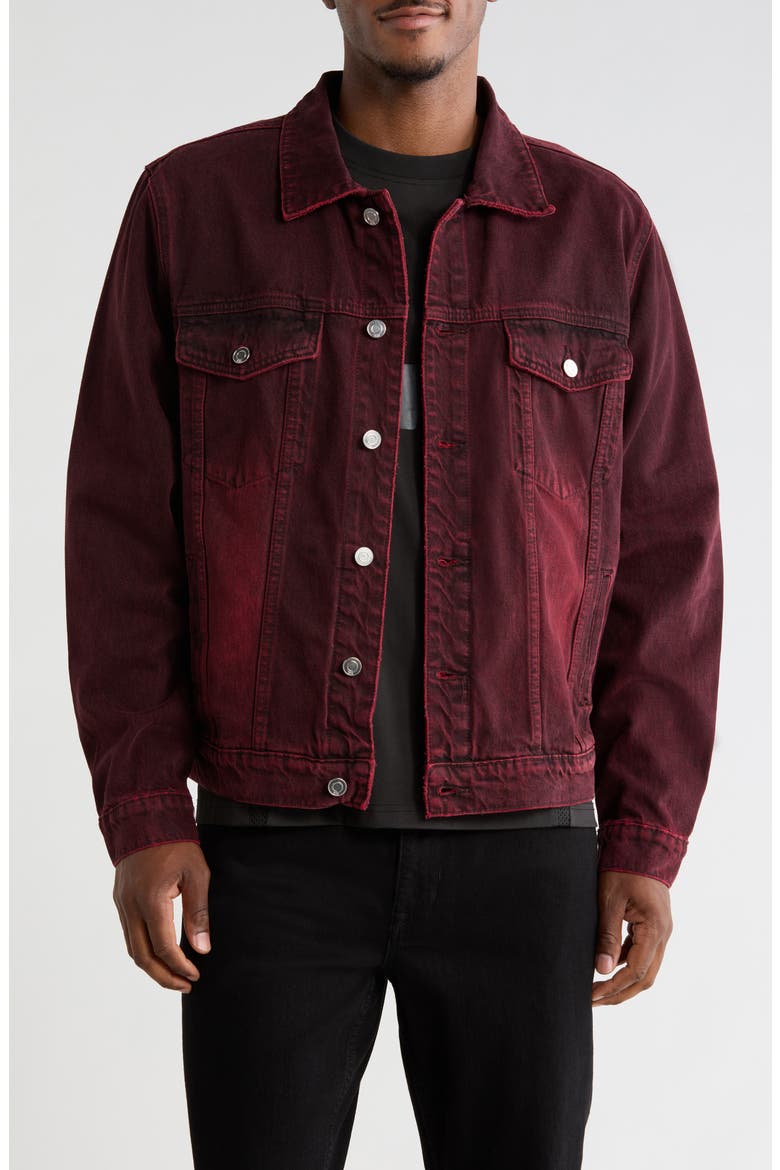 Elmer Denim Trucker Jacket, Main, color, RED GRAIN