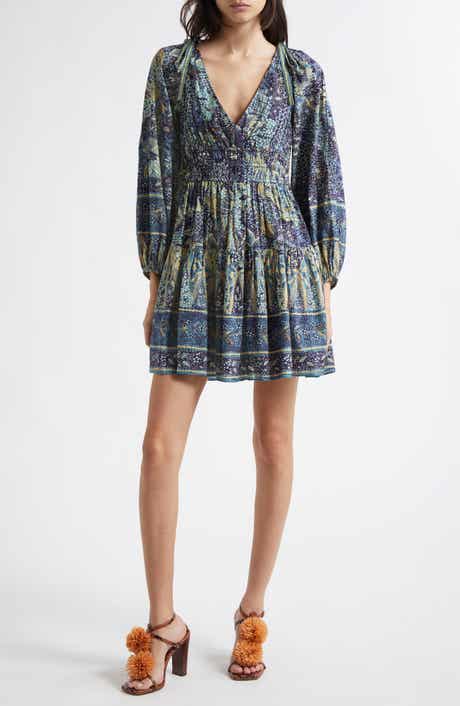 Ulla Johnson Anika Floral Print Long Sleeve Minidress
