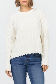 Dear John Rania Long Sleeve Crew Neck Cable Sweater