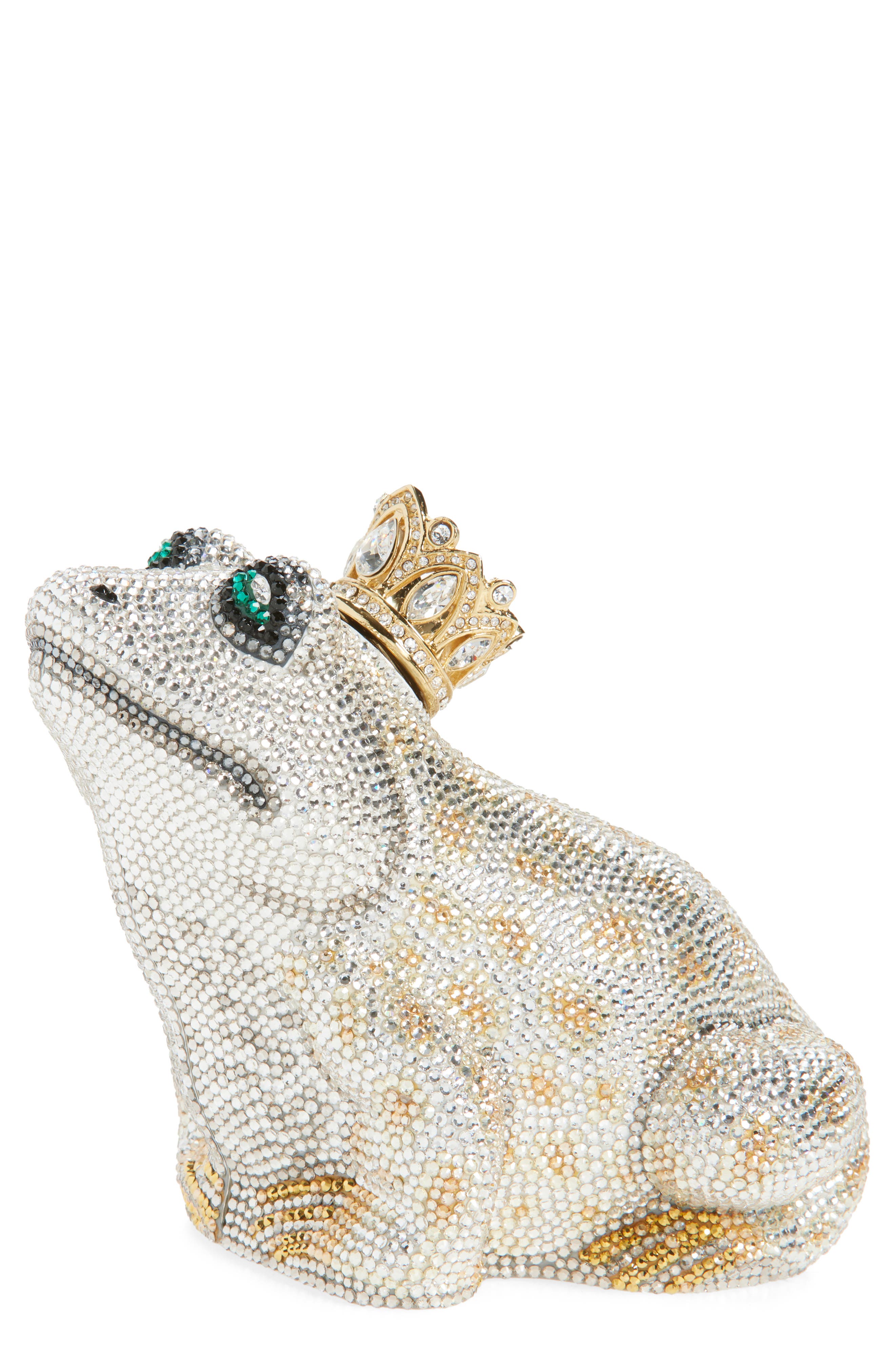 JUDITH LEIBER COUTURE Frog Prince Charming Clutch, Main, color, Silver Rhine Multi
