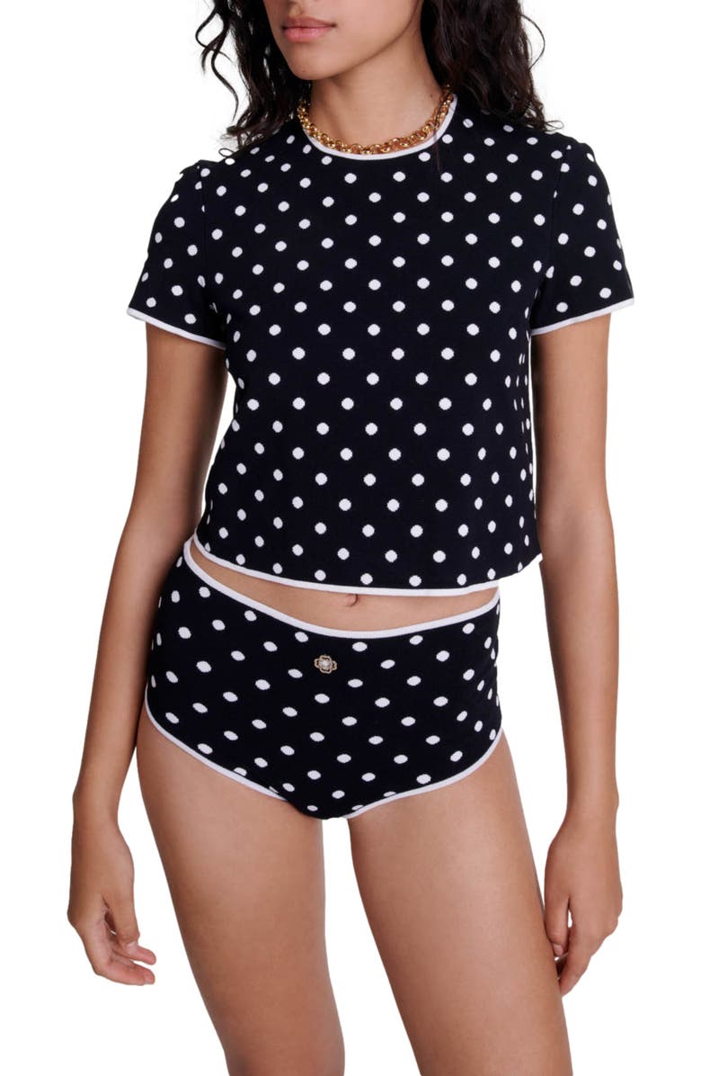 maje Patterned knit briefs, Alternate, color, 