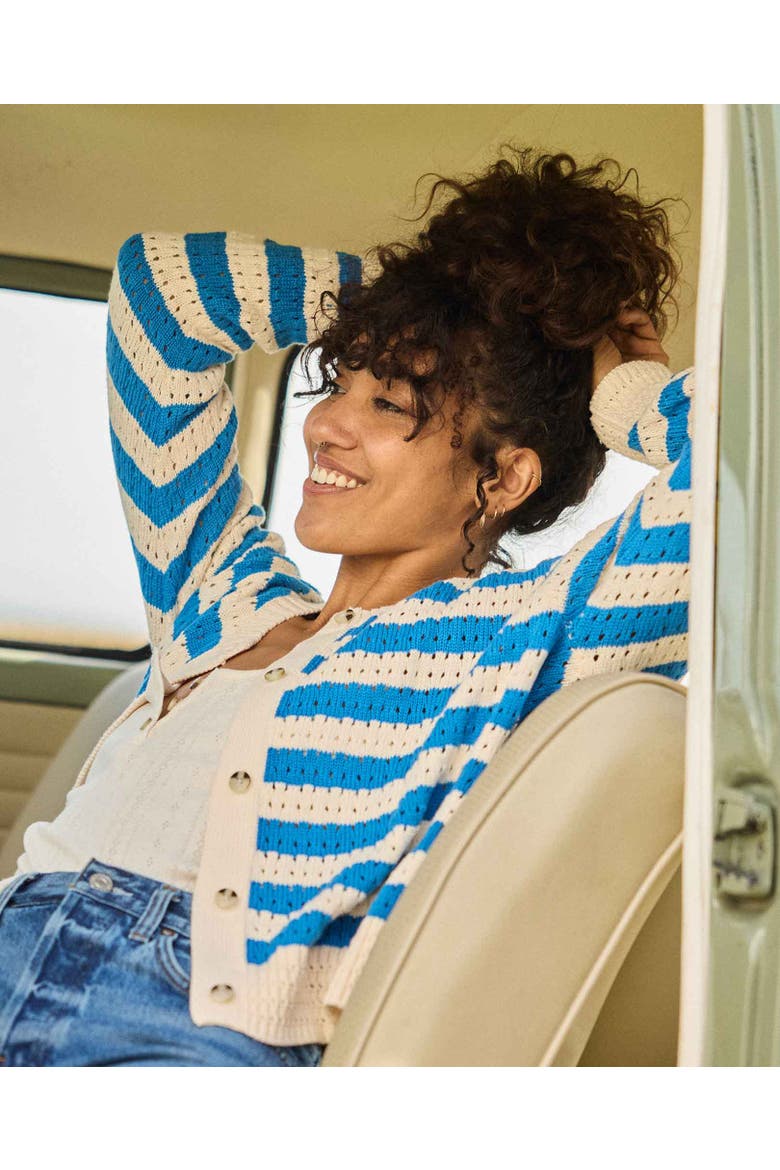 Bianca Pointelle Cardigan, Alternate, color, Salt Pattern