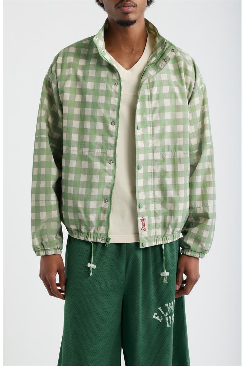Off Grid Windbreaker Jacket, Main, color, GREEN GINGHAM