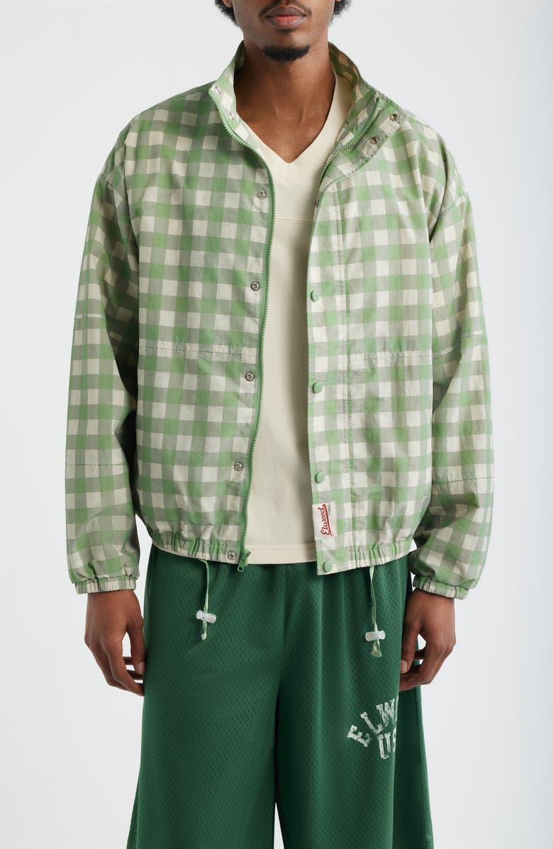 Elwood Off Grid Windbreaker Jacket, Main, color, Green Gingham