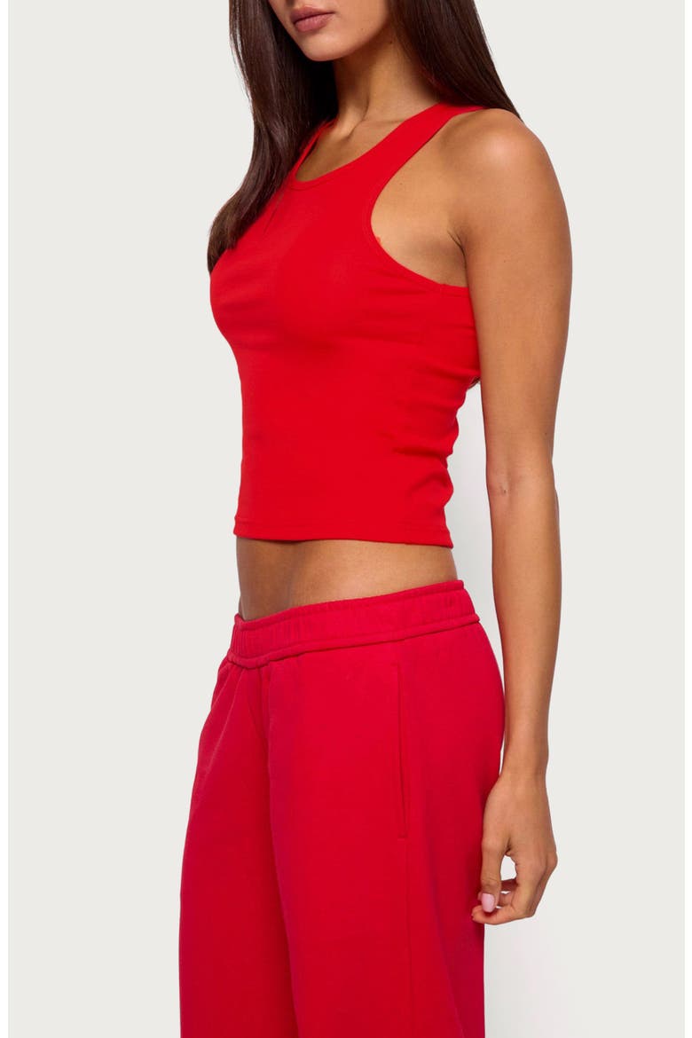 Francie Crop Stretch Cotton Rib Tank, Alternate, color, RED