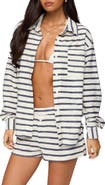 EDIKTED Collins Stripe Oversize Button-Up Shirt