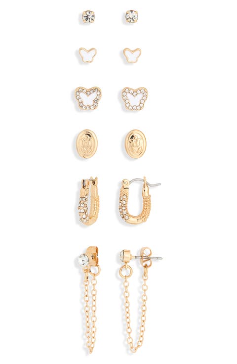 Butterfly 6-Pack Stud & Hoop Earrings