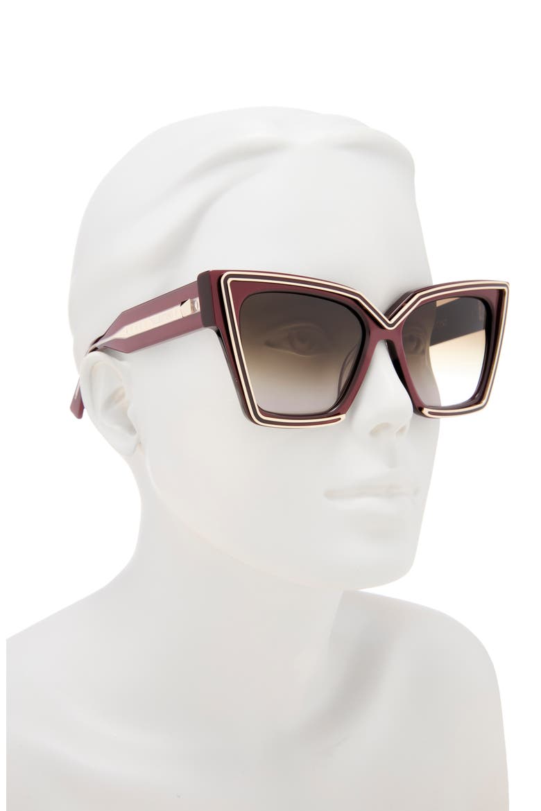 50mm Polarized Cat Eye Sunglasses, Alternate, color, BORDEAUX BORDEAUX BROWN