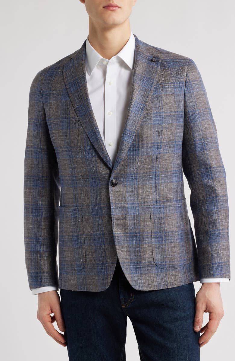 Peter Millar Crown Crafted Dawson Plaid Wool Blend Sport Coat, Alternate, color, 