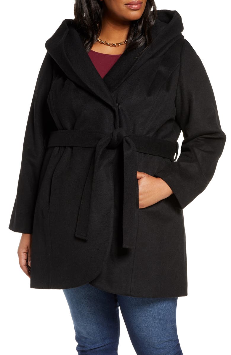 Halogen<sup>®</sup> Wool Blend Hooded Wrap Coat, Alternate, color, 