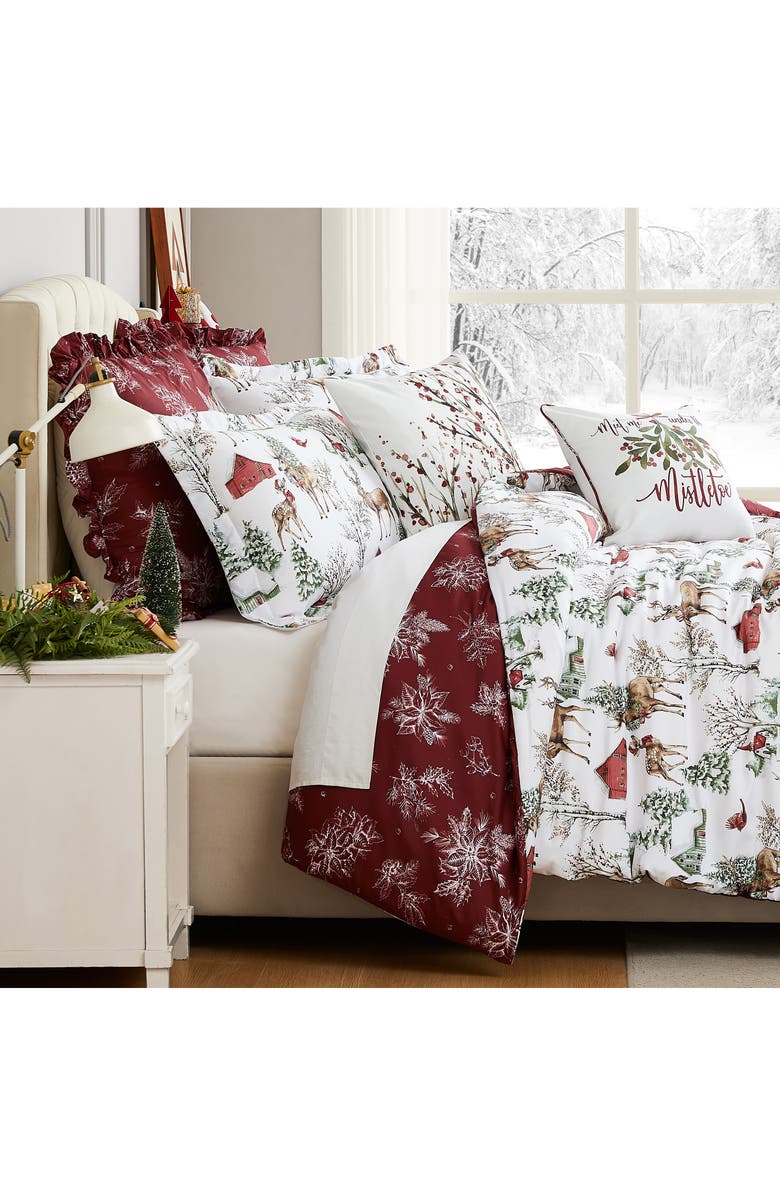 SOUTHSHORE FINE LINENS White Christmas Oversize Holiday Comforter Set, Alternate, color, White Christmas