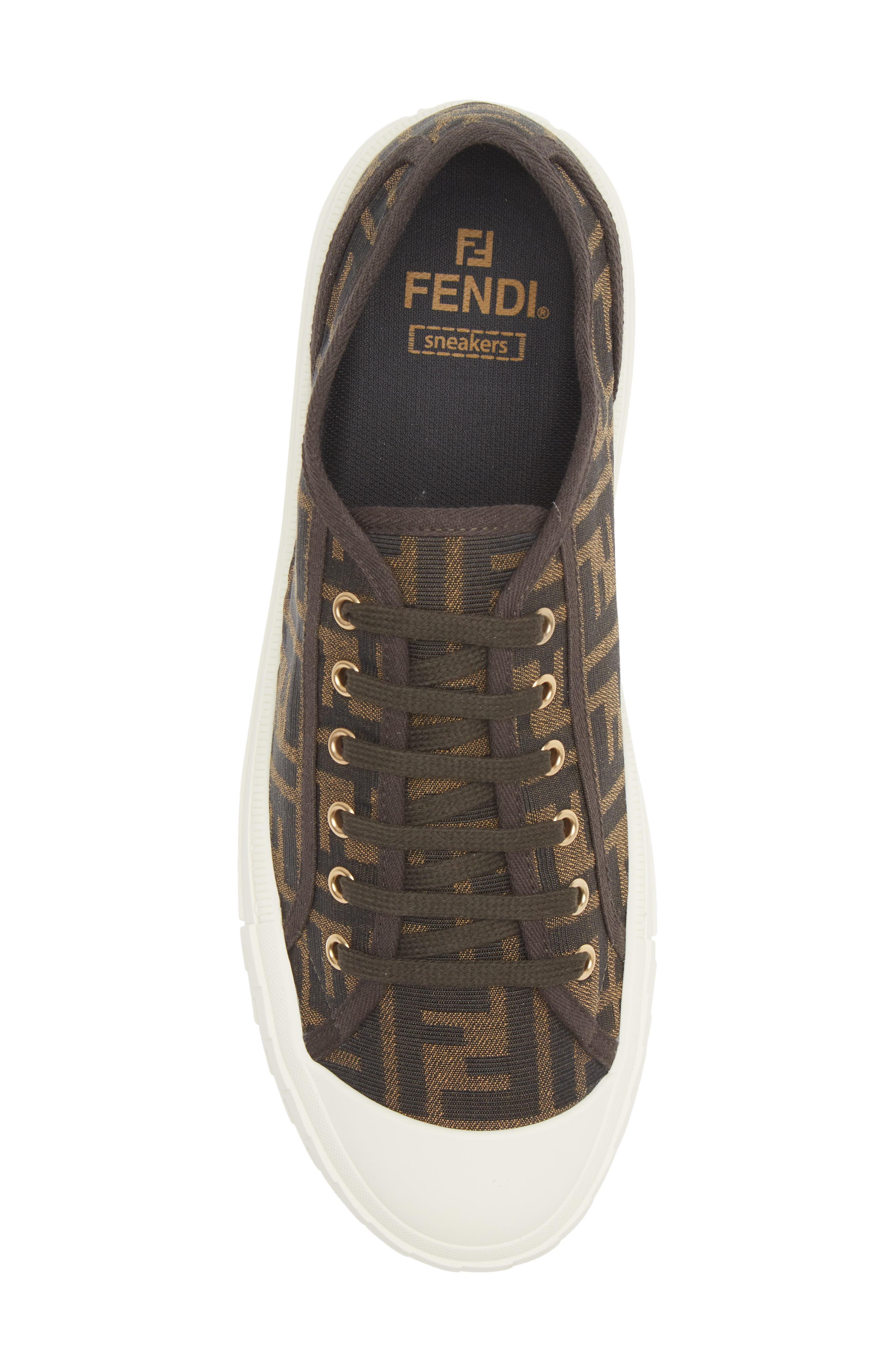 Fendi FF Domino Low Top Sneaker, Alternate, color, Brown/ Black