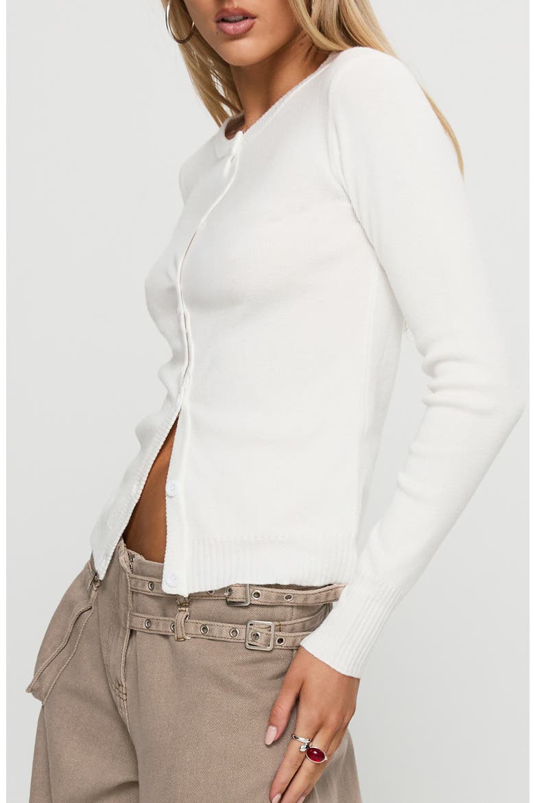 Lauraine Crewneck Cardigan, Alternate, color, WHITE