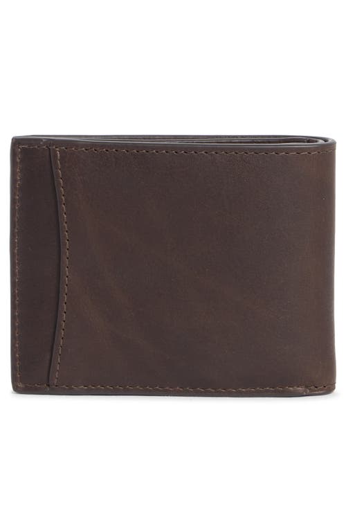Johnston & Murphy Waxy Leather Billfold Wallet In Brown
