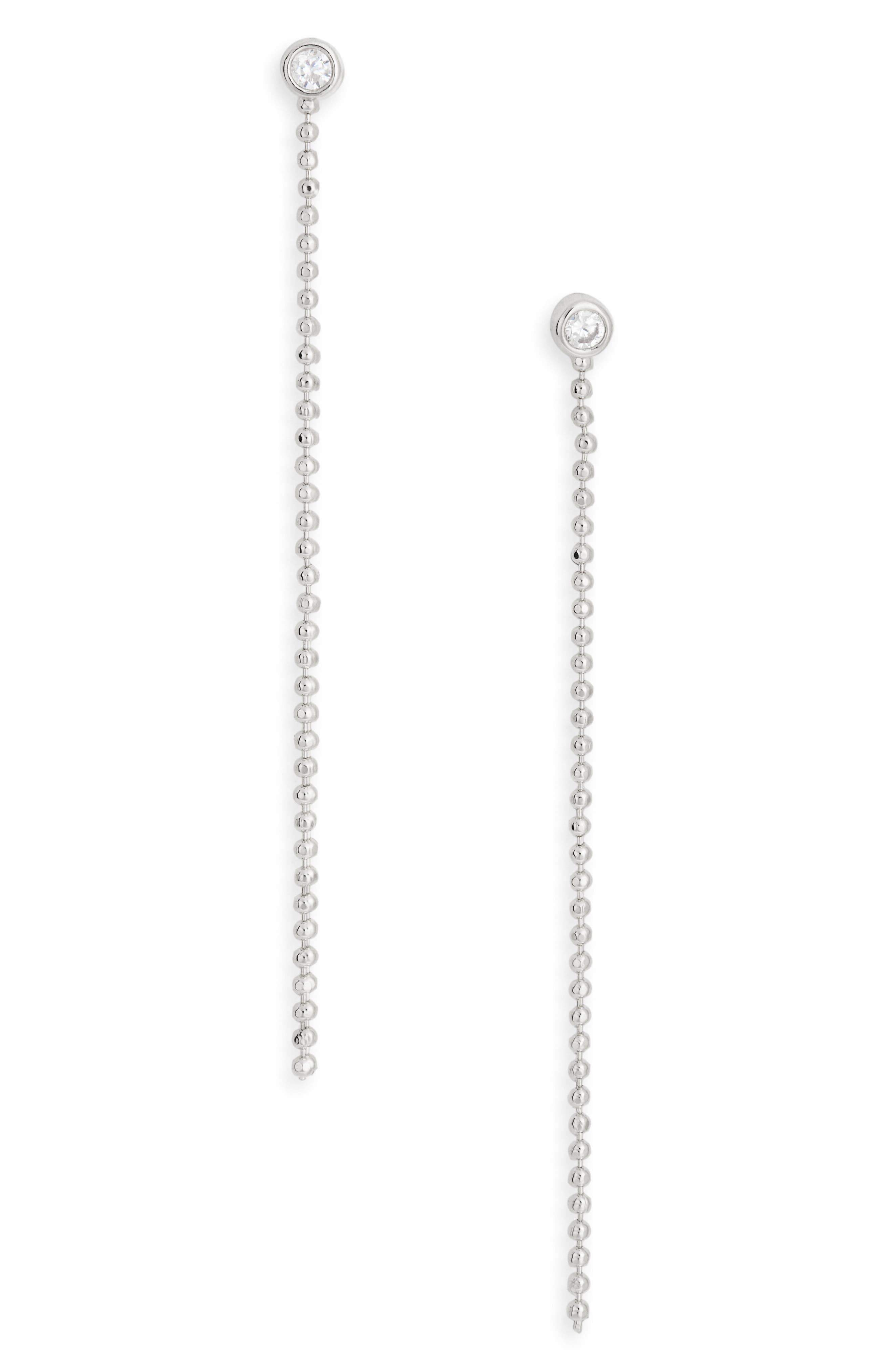 Demi Fine Cubic Zirconia Ball Chain Linear Drop Earrings