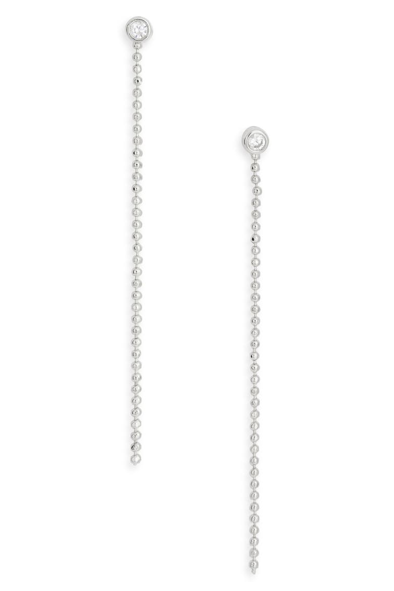 Demi Fine Cubic Zirconia Ball Chain Linear Drop Earrings, Main, color, CLEAR- SILVER
