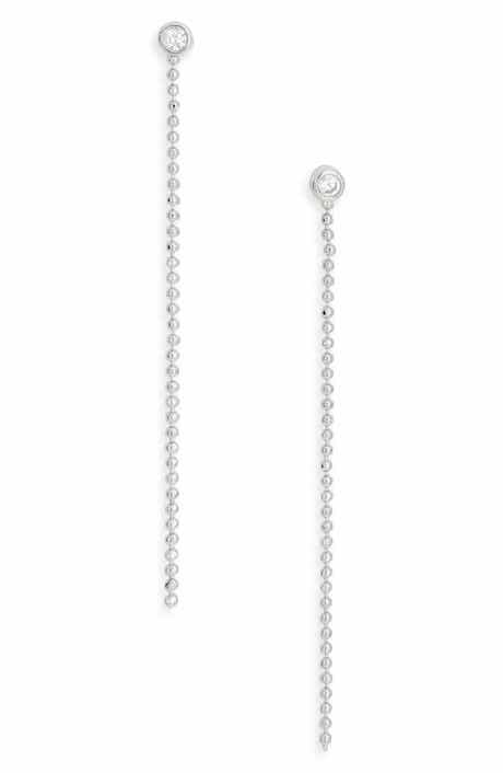 Demi Fine Cubic Zirconia Ball Chain Linear Drop Earrings