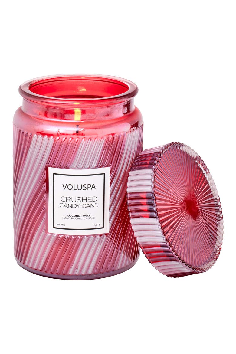 Crushed Candy Cane Large Jar Candle, Main, color, RED & WHITE