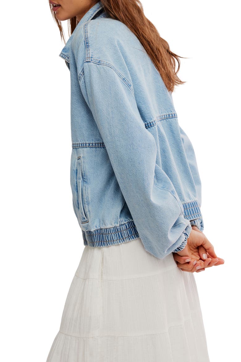Birdie Relaxed Denim Bomber Jacket, Alternate, color, MOCKINGBIRD