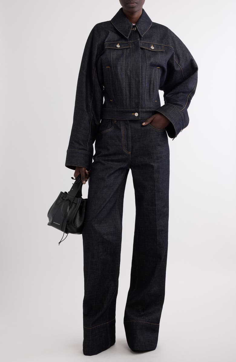 Givenchy Bell Sleeve Denim Jacket, Alternate, color, 