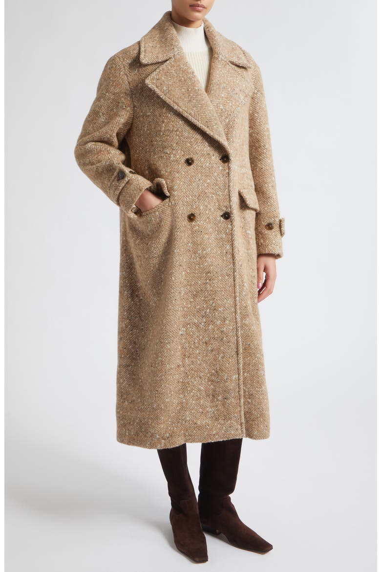 Alpaca Blend Herringbone Trench Coat, Alternate, color, 2113 CAMEL