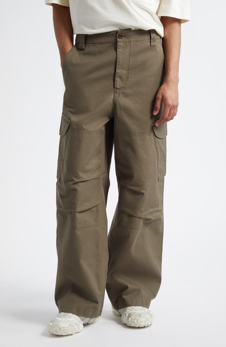 Acne Studios Reinforced Cotton Twill Cargo Trousers, Main, color, Green