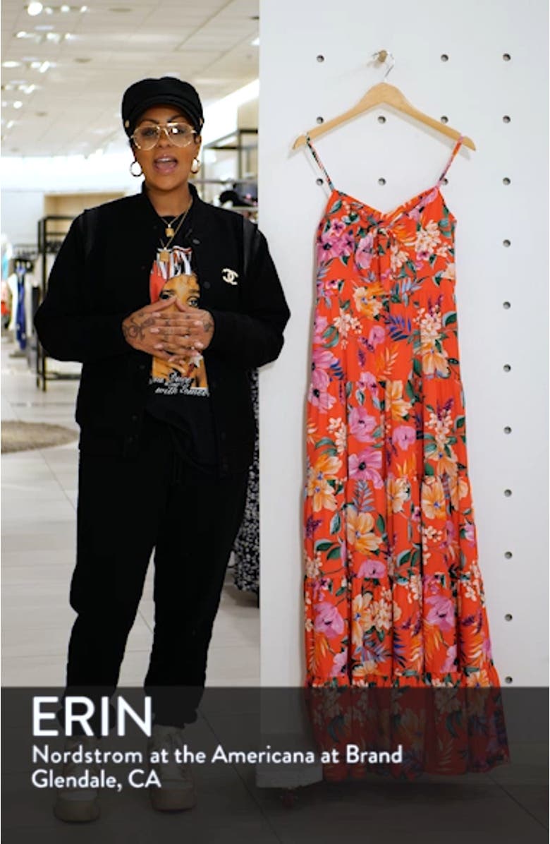 Floral Tie Front Tiered Maxi Sundress, sales video thumbnail