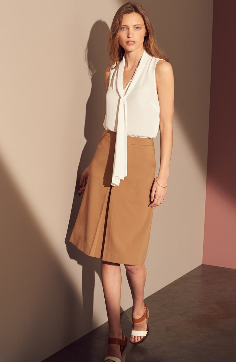 Halogen<sup>®</sup> Pleat Front A-Line Skirt, Alternate, color, 