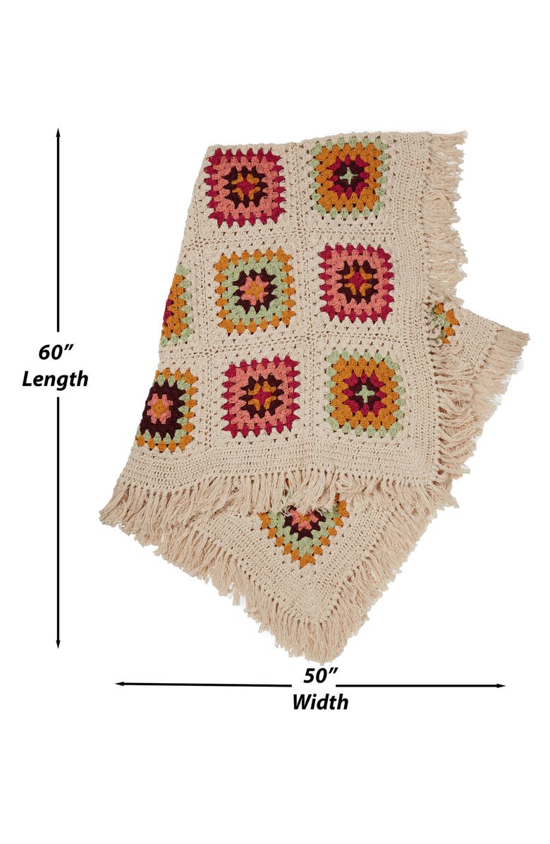 ROSELLI TRADING COMPANY Cozy Corner Crochet Throw Blanket, Alternate, color, Beige Multi