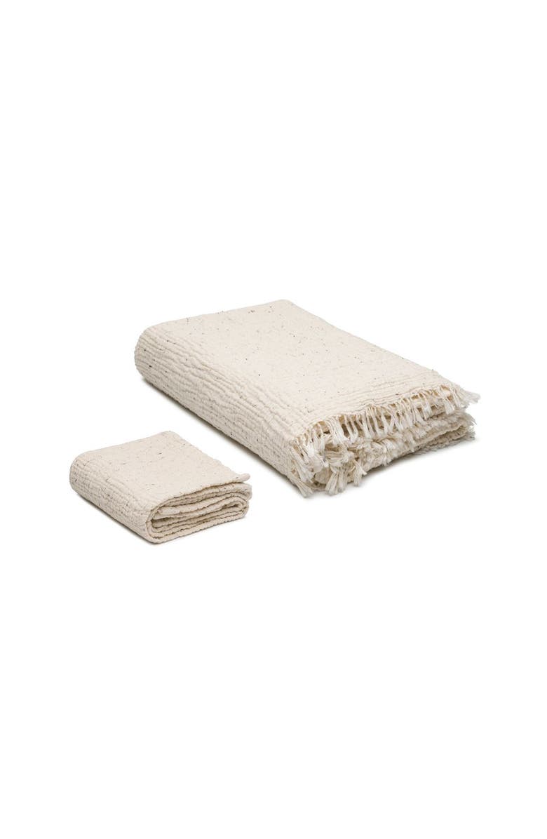 Olive & Linen Soho Supersoft 4-Layer Cotton Gauze Bath and Hand Towel - Set, Alternate, color, Ecru Black Dots