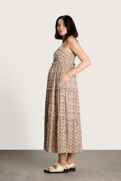 Nom Maternity Emma Tiered Striped During & After Dress In Multi