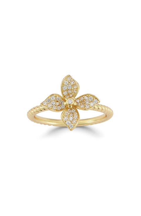 CZ Pavé Flower Ring