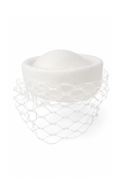 Kahon Pillbox Fascinator Hat with Cage Veil