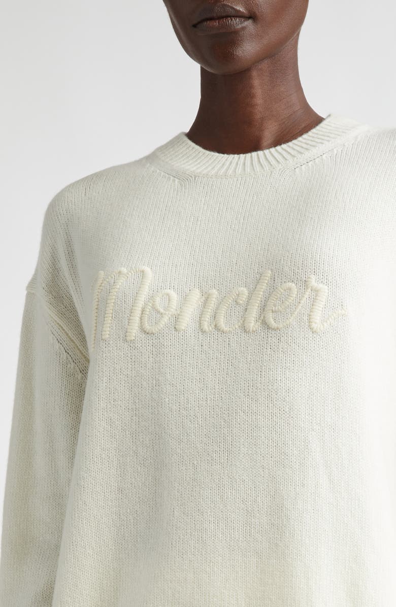 Moncler Logo Embroidered Wool 
Cashmere Sweater, Alternate, color, 