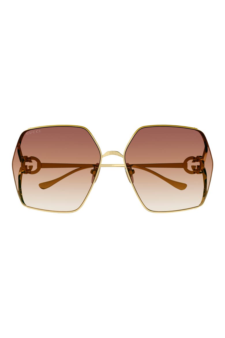64mm Gradient Oversize Square Sunglasses, Main, color, GOLD YELLOW
