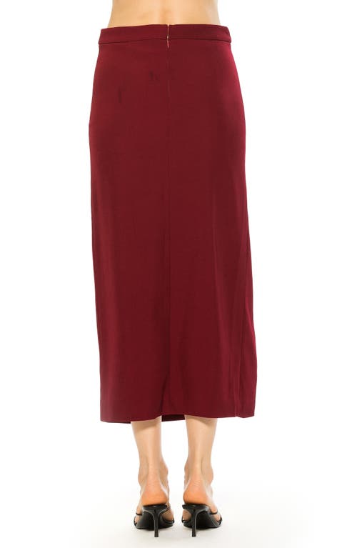 Alexia Admor Side Slit Midi Skirt In Burgundy
