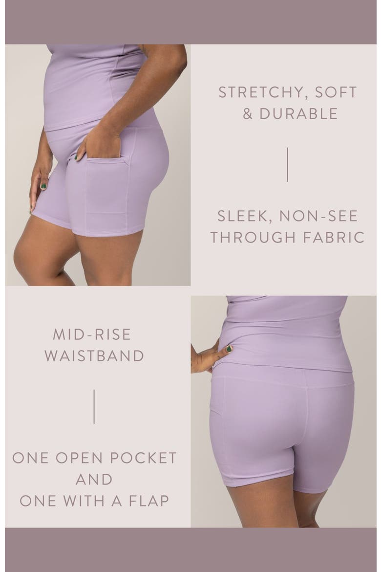 Stevie Active Postpartum Bike Short, Alternate, color, Lavender Mist