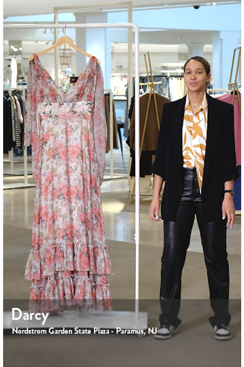 Ruffle Floral Print Chiffon Gown video