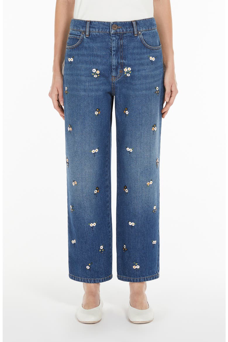 Manetta Floral Detail Jeans, Main, color, NAVY