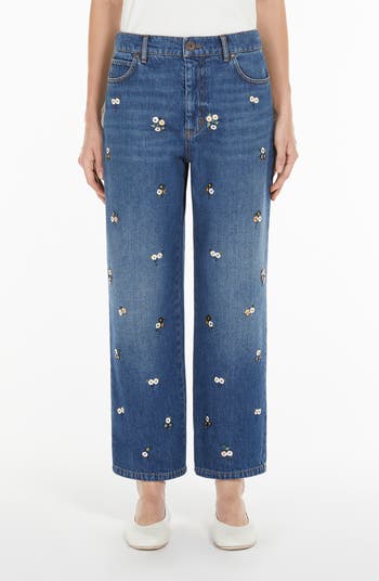 ☆WEEKEND☆直営店買付☆お洒落Denim Jeans/MANETTA WEEKEND MAX MARA Manetta Embroidered Straight Jeans Weekend