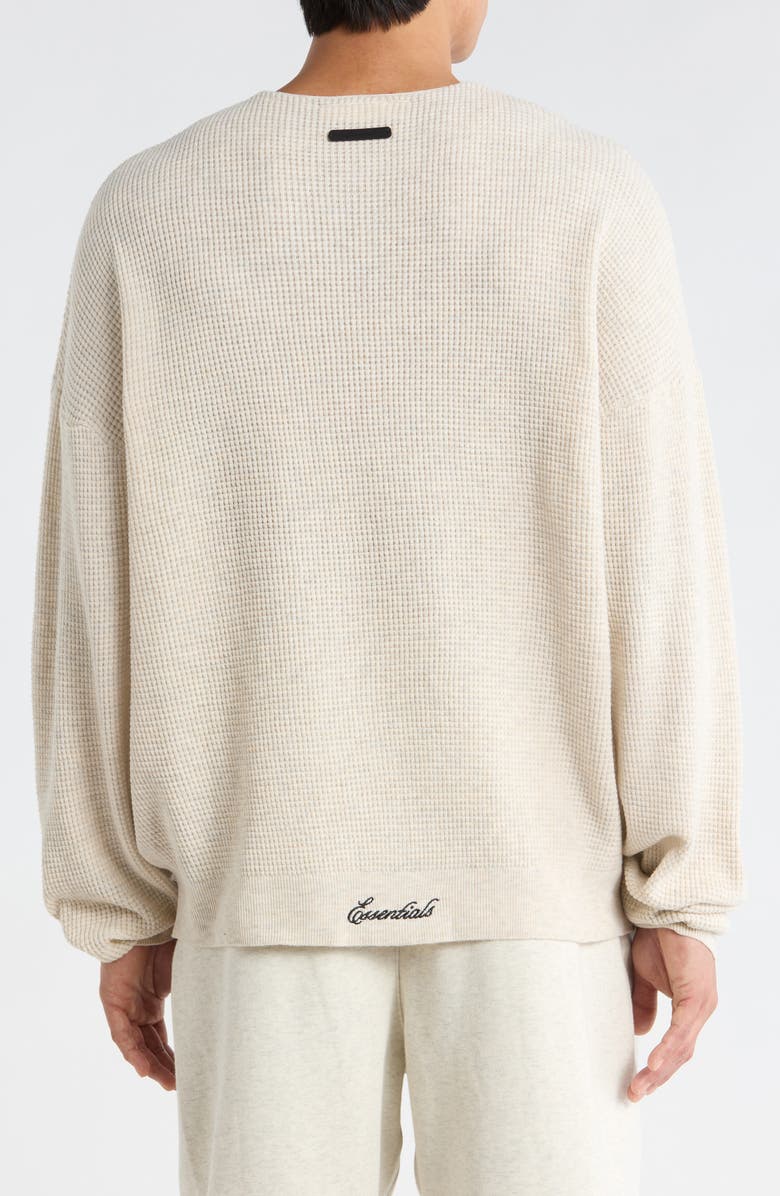 Fear of God Essentials '90s Waffle Knit Sweater, Alternate, color, Oatmeal Heather/ Black