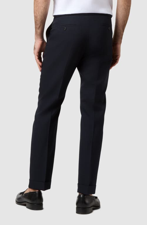 Sid Mashburn Ghost Flat Front Navy Wool Dress Pants In Navy High Twist