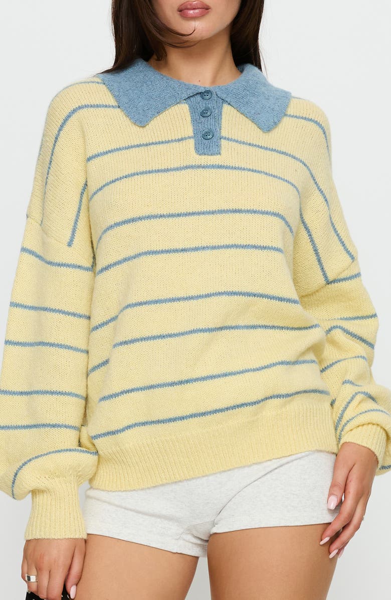 Princess Polly Minda Stripe Sweater, Main, color, Yellow Stripe