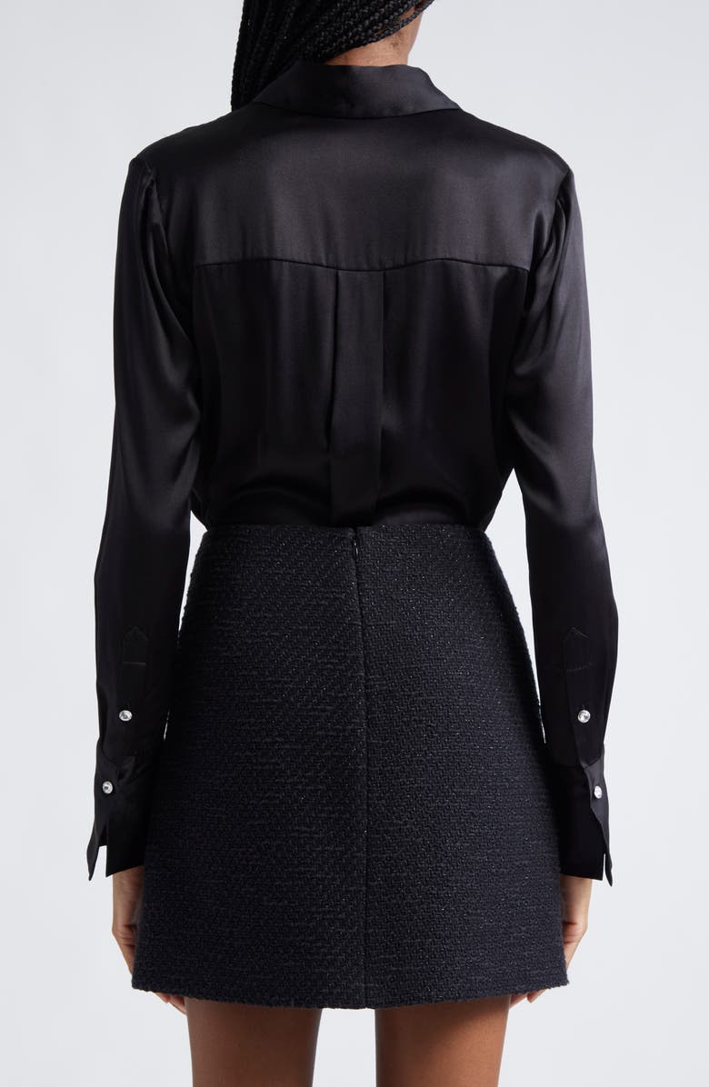 Veronica Beard Monique Silk Blend Button-Up Top, Alternate, color, Black